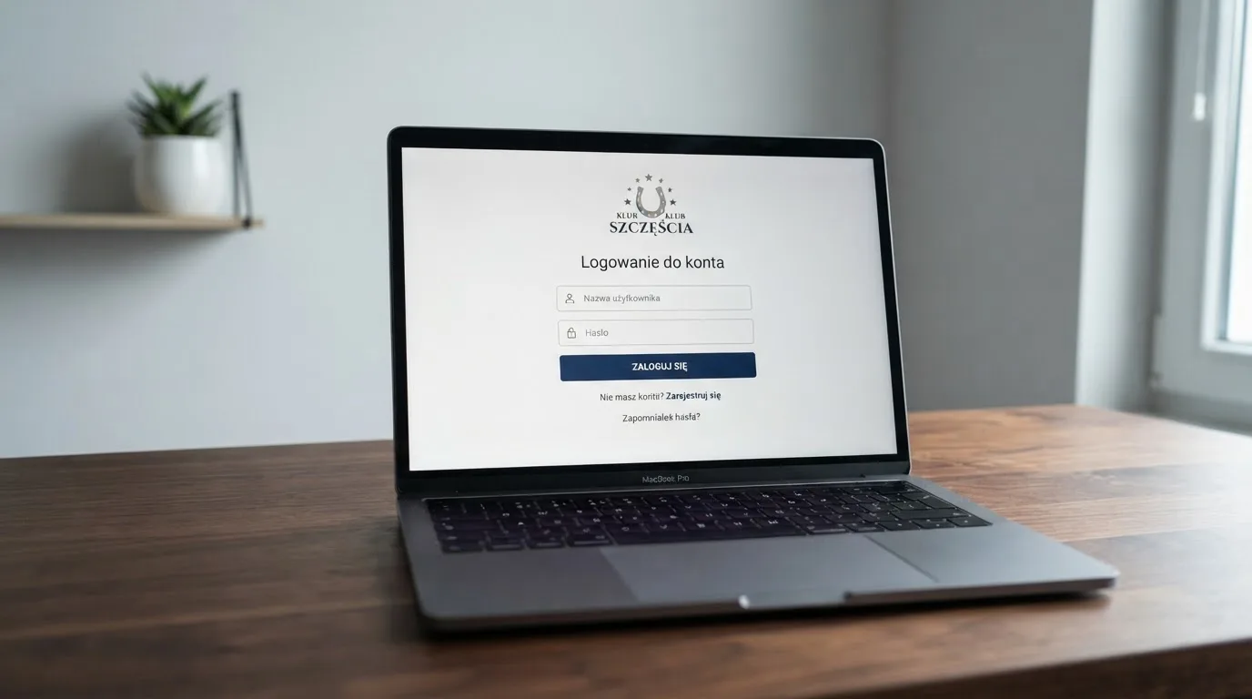 Strona logowania oficjalnej platformy Total Casino na ekranie laptopa, jedynego legalnego kasyna online w Polsce
